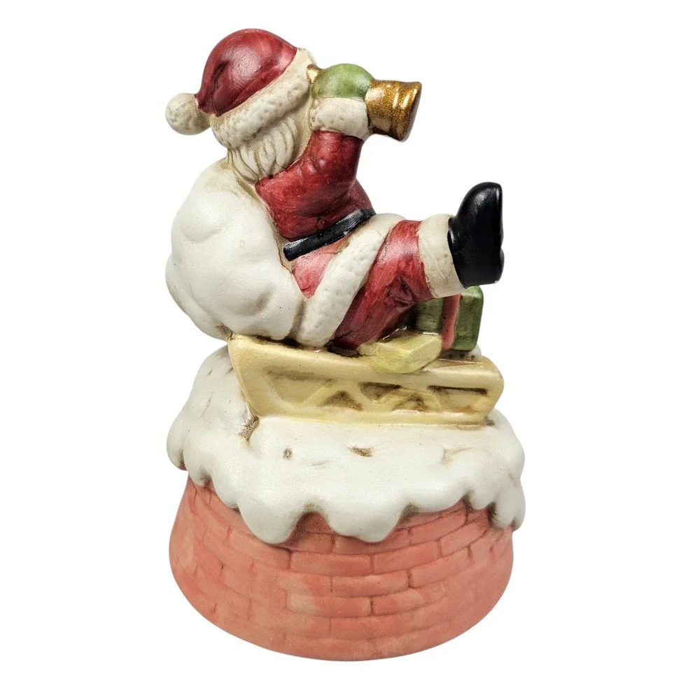 Flambro‎ Porcelain Antique Santa Musical Figurine Santa Claus Is Coming To Town